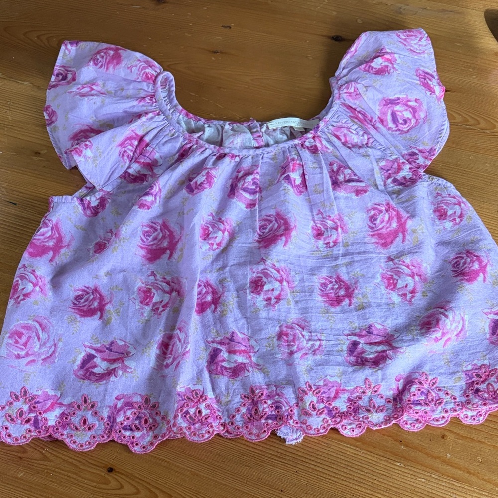 LoveShackFancy Pink Floral Kids Blouse
